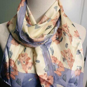 Vintage Elaine Gold Silk Floral Scarf 1980s